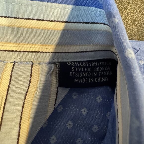 Panhandle Men's XXL Blue Dotted Button Down Long Sleeve Western Shirt Floral - Picture 8 of 10